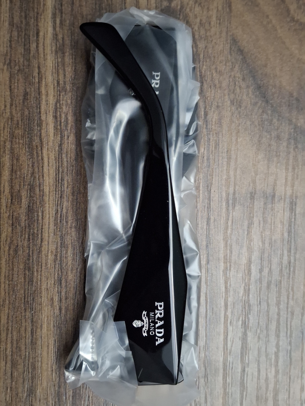 Prada Black Saffiano Leather Trifold Sunglasses Case with Triangular Logo